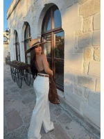 Monaco Kemerli Wide Leg Pantolon