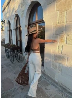 Monaco Kemerli Wide Leg Pantolon