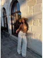 Monaco Kemerli Wide Leg Pantolon