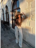 Monaco Kemerli Wide Leg Pantolon