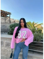 Pembe 82 Kolları Volanlı Triko