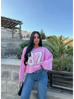 Pembe 82 Kolları Volanlı Triko