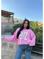 Pembe 82 Kolları Volanlı Triko