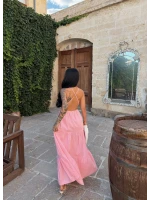 Pembe Mirelle Askılı Keten Elbise