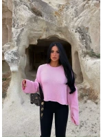Pembe Pera Bisiklet Yaka Basic Triko