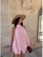 Pembe Sırt Açık Etekli Çilek Takım