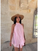 Pembe Sırt Açık Etekli Çilek Takım