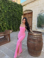 Pembe Sırt İpli Yırtmaçlı Tulum