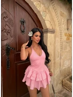 Pembe Stella Eteği Şortlu Elbise