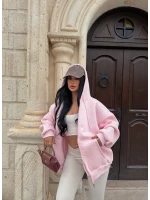 Pudra İçi Şardonlu Oversize Kapşonlu Hırka