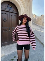Pudra Miley Çizgili Oversize Kazak