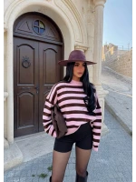 Pudra Miley Çizgili Oversize Kazak