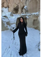 Şal Yaka Maxi Elbise