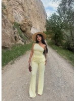 Sarı Gofre Tek Omuz İkili Takım