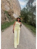 Sarı Gofre Tek Omuz İkili Takım