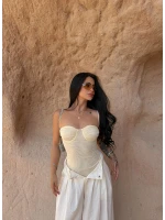 Sarı İp Askılı Tül Bodysuit