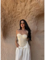 Sarı İp Askılı Tül Bodysuit