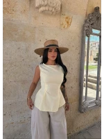Sarı Sırt Bağcıklı Poplin Bluz