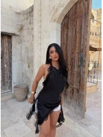 Sırt Açık Güpürlü Saten Bluz