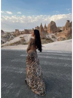 Sırt Dekolte Leopar Maxi Elbise