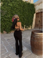Siyah Sırt İpli Yırtmaçlı Tulum