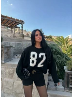 Siyah 82 Kolları Volanlı Triko