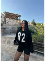 Siyah 82 Kolları Volanlı Triko