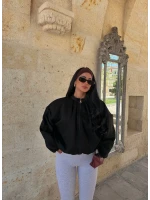 Siyah Balon Kol Süet Bomber Ceket