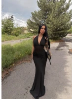 Siyah Bel Korseli Maxi Elbise