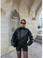 Siyah Bomber Deri Ceket