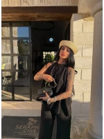 Siyah Capri Boyundan Geçmeli Takım