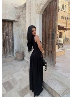 Siyah Çift Aksesuarlı Resort Elbise