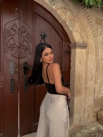 Siyah Çift Askılı Aksesuarlı Crop