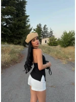Siyah Çift Yırtmaçlı Modal Bluz