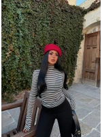 Siyah Çizgili Balıkçı Yaka Bluz