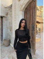 Siyah Crop Top Etek İkili Takım