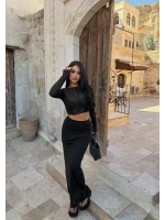 Siyah Crop Top Etek İkili Takım