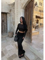 Siyah Crop Top Etek İkili Takım