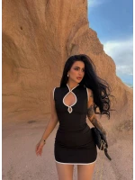 Siyah Damla Yaka Biyeli Elbise