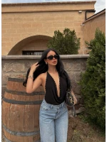 Siyah Degaje Droplu Bluz