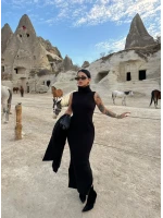 Siyah Elbise Hırka Triko İkili Takım