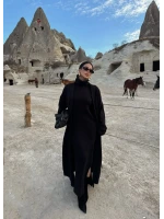 Siyah Elbise Hırka Triko İkili Takım