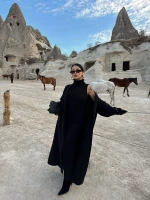 Siyah Elbise Hırka Triko İkili Takım