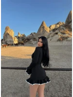 Eteği Fırfırlı Ribanalı Elbise