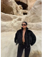 Siyah Fox Bomber Mont