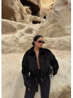 Siyah Fox Bomber Mont