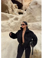 Siyah Fox Bomber Mont