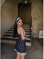 Siyah Garnili Puantiyeli Elbise