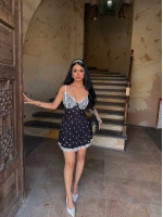 Siyah Garnili Puantiyeli Elbise