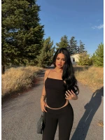 Siyah İp Askılı Basic Crop
